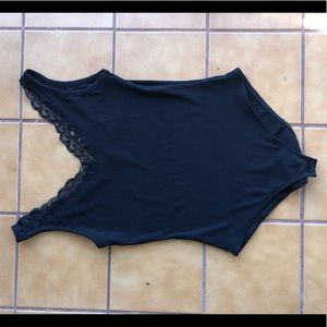 Black lace body suit & off shoulder top